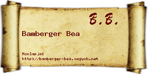 Bamberger Bea névjegykártya
